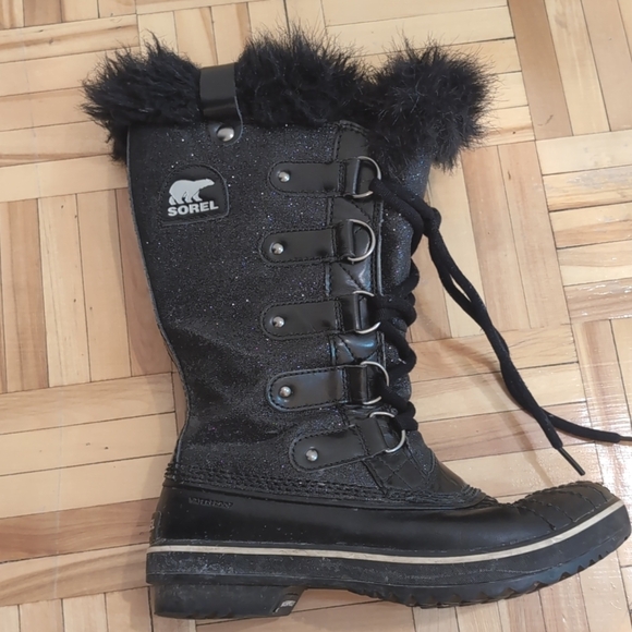 Sorel Tofino black glitter sparkle waterproof winter boots size 6 - Picture 2 of 12